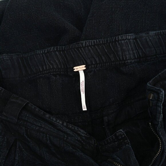 Free People Lotta Love Linen Trousers Pants High-Rise Wide-Leg Black XS-2 265257 - Picture 10 of 10